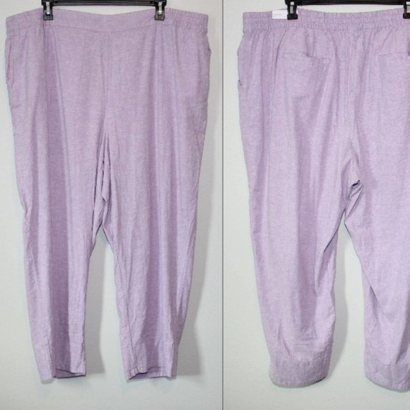 NWT Lane Bryant Linen Blend Slim Ankle Pant Lavender Purple Plus Size 28 H14453 - Picture 13 of 14